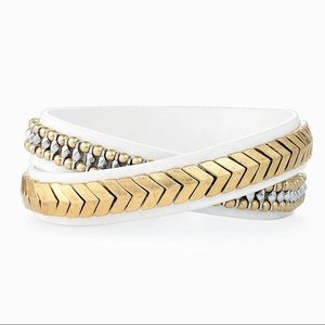 Stella & Dot Gilded Path Double Wrap bracelet white/gold - used for display only